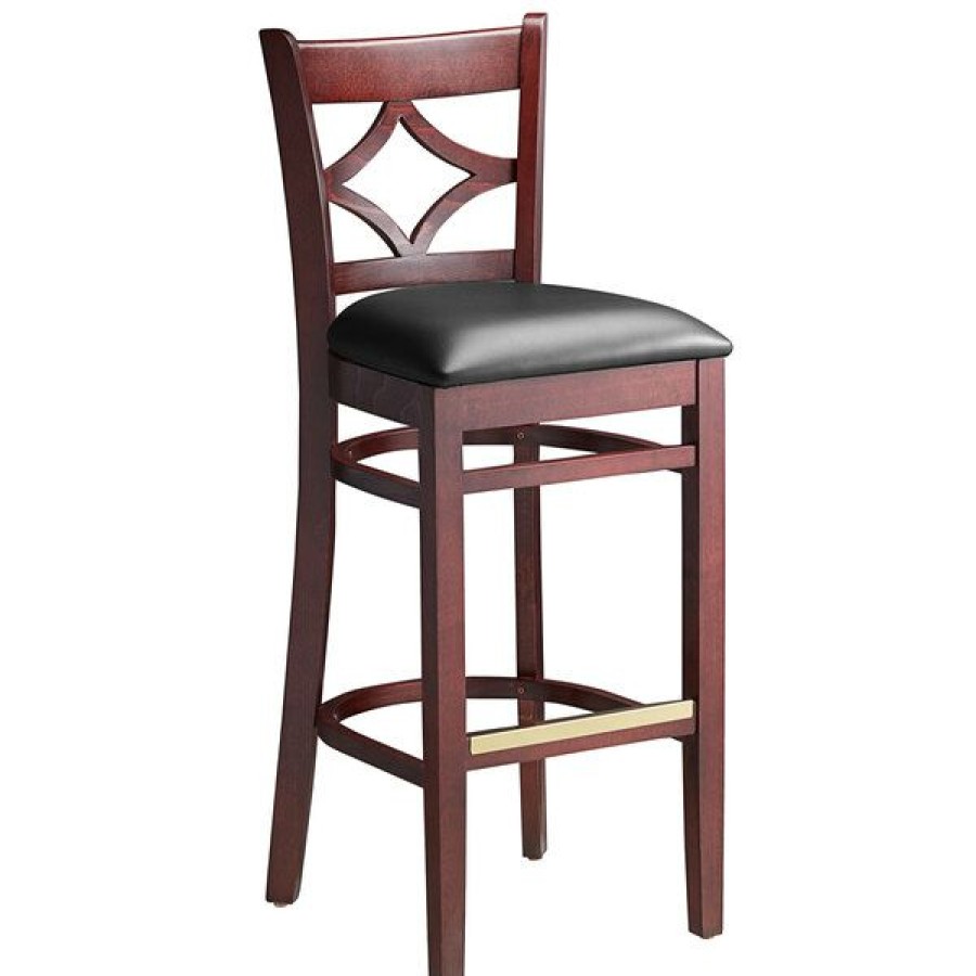 Restaurant Bar Stools * | Best Pirce Lancaster Table & Seating Mahogany Diamond Back Bar Height Chair With 2 1/2 Padded Seat