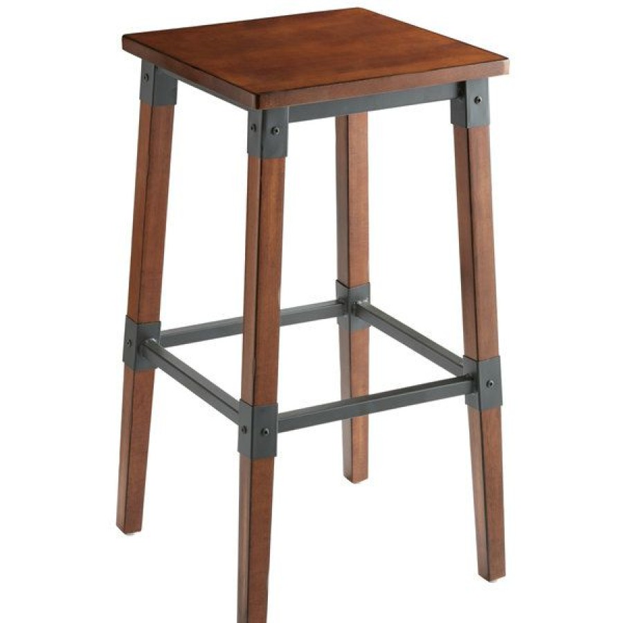 Restaurant Bar Stools * | Best Reviews Of Lancaster Table & Seating Rustic Industrial Backless Bar Stool With Antique Walnut Finish