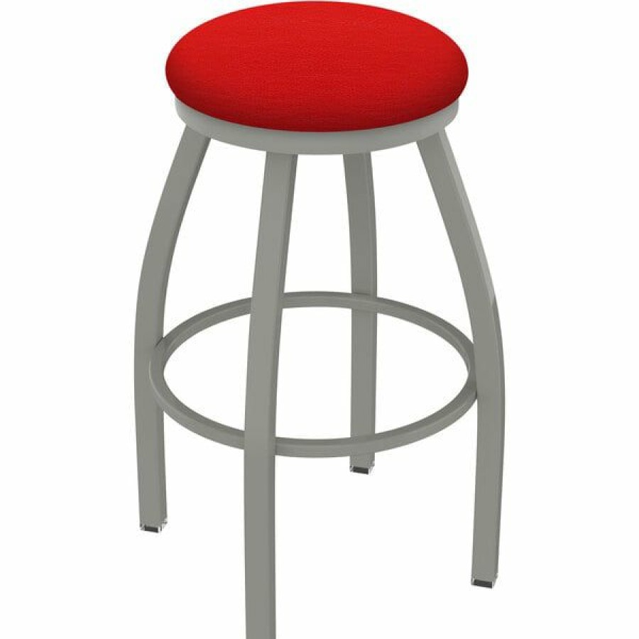 Restaurant Bar Stools * | New Holland Bar Stool Xl 802 Misha 30 Ladderback Swivel Bar Stool With Anodized Nickel Finish And Canter Red Seat