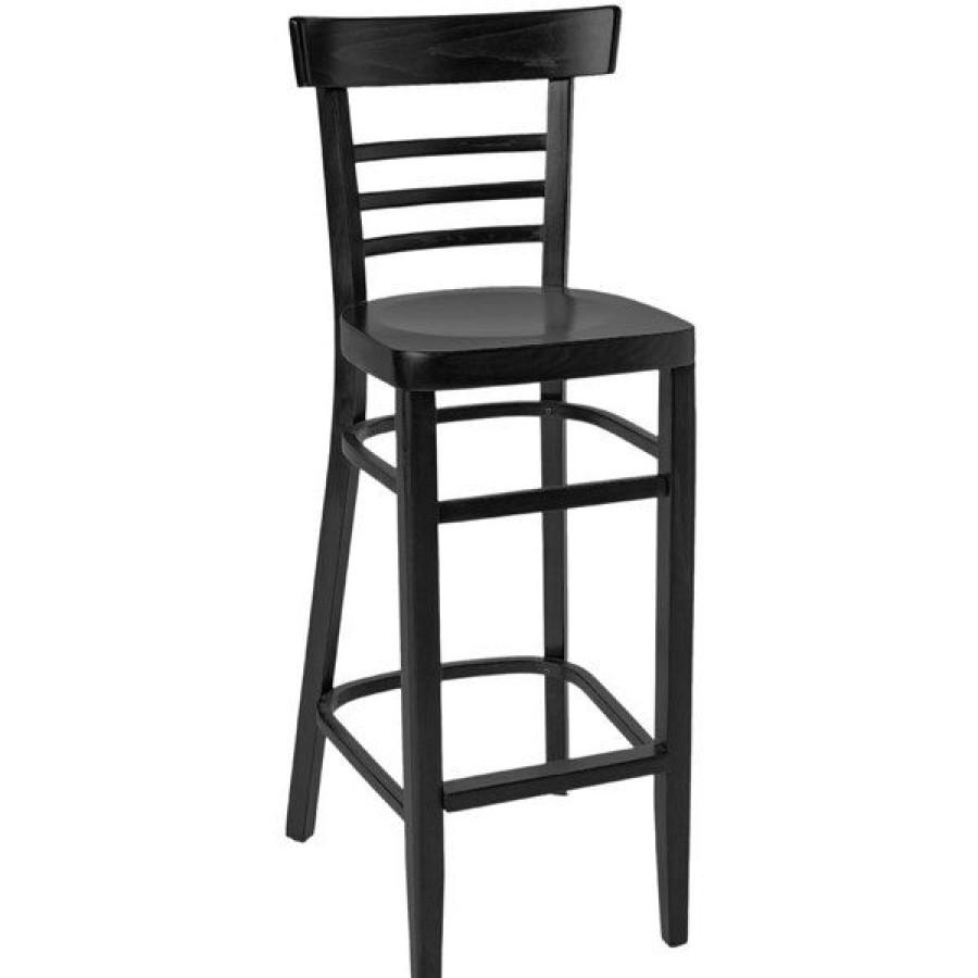 Restaurant Bar Stools * | Best Deal Bfm Seating Zwb66Bl-Bl Giulia Black Beechwood Bar Height Chair