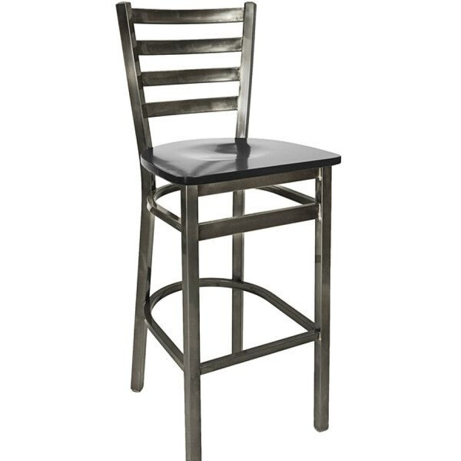 Restaurant Bar Stools * | Deals Bfm Seating 2160Bblw-Cl Lima Steel Bar Height Chair With Black Wooden Seat And Clear Coat Frame