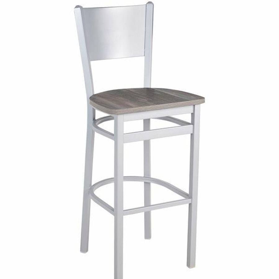 Restaurant Bar Stools * | Coupon Bfm Seating 2140Bcsr-Sm Axel Silver Mist Steel Solid Back Barstool With Relic Chestnut Melamine Seat