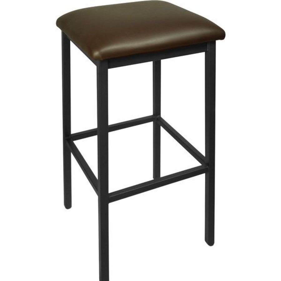 Restaurant Bar Stools * | Best Deal Bfm Seating 2510Bdbv-Sb Trent Sand Black Steel Barstool With 2 Dark Brown Vinyl Seat