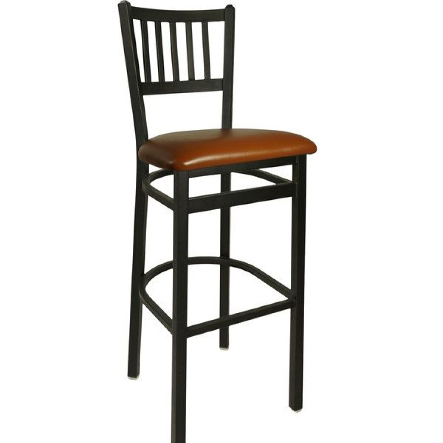 Restaurant Bar Stools * | Promo Bfm Seating 2090Blbv-Sb Troy Sand Black Steel Bar Height Chair With 2 Light Brown Vinyl Seat