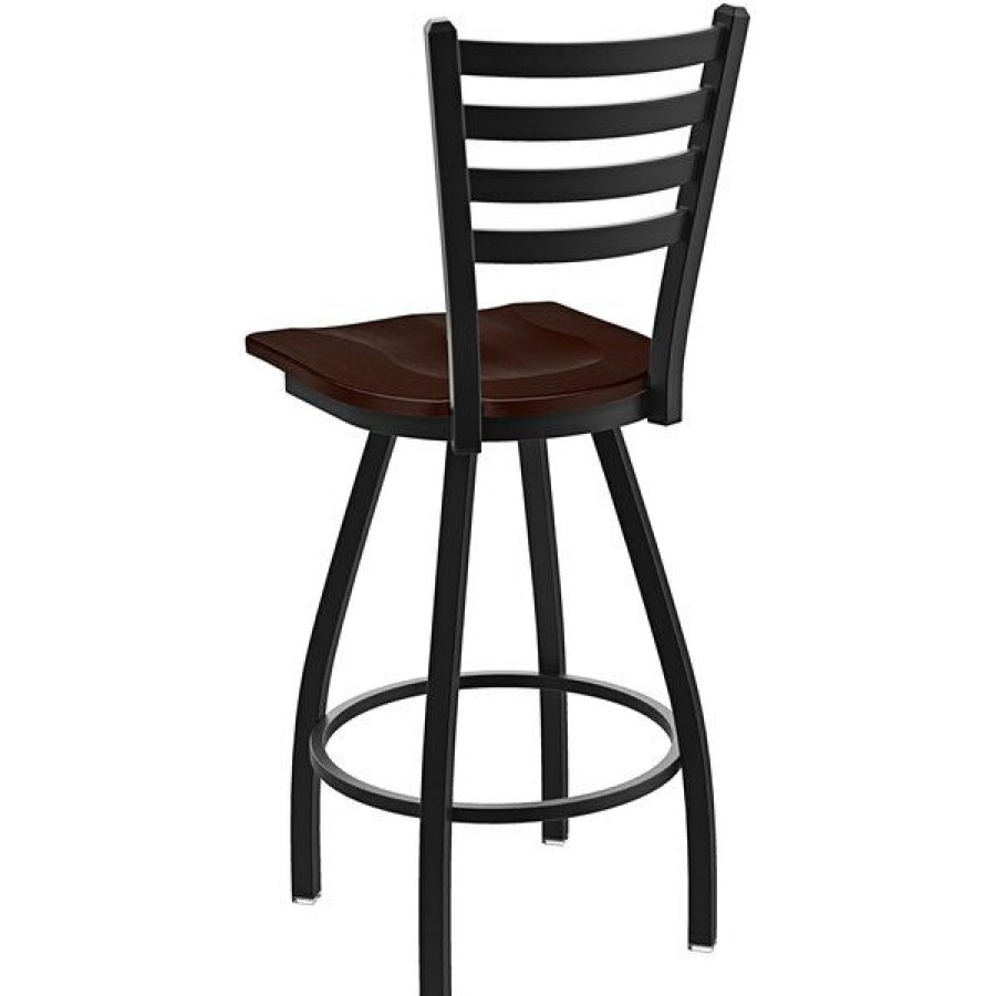 Restaurant Bar Stools * | Best Reviews Of Holland Bar Stool Xl 410 Jackie 30 Ladderback Swivel Bar Stool With Black Wrinkle Finish And Dark Cherry Maple Seat