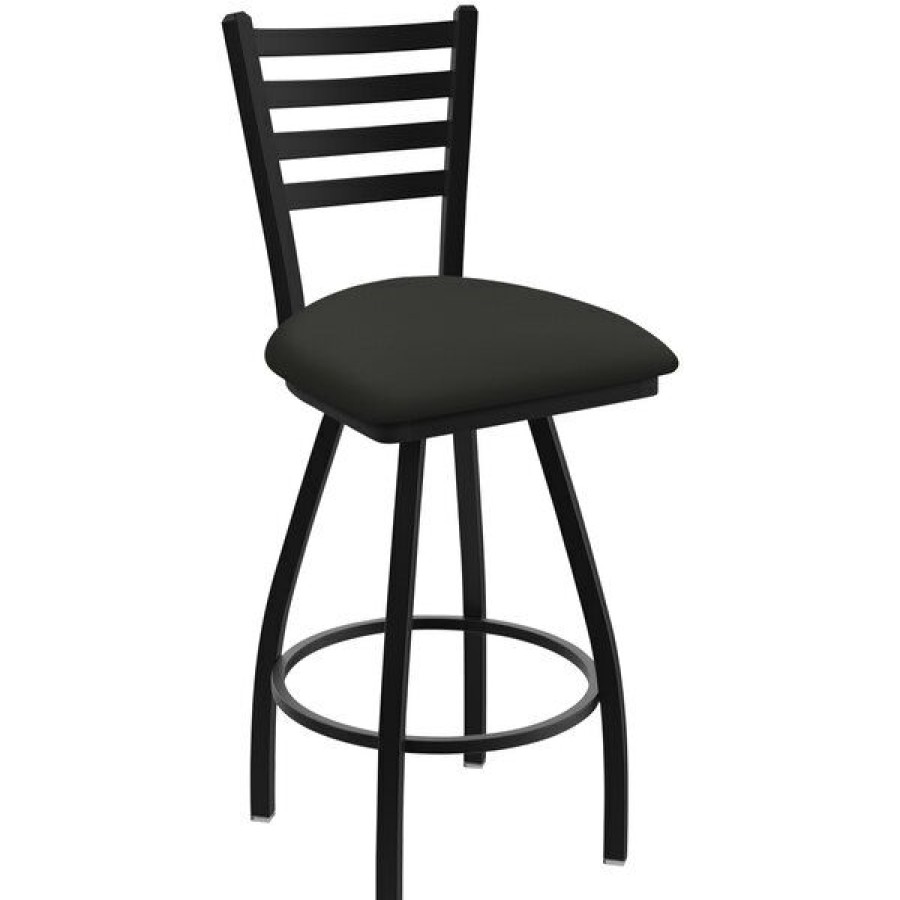 Restaurant Bar Stools * | Outlet Holland Bar Stool Xl 410 Jackie 30 Ladderback Swivel Bar Stool With Black Wrinkle Finish And Canter Iron Seat