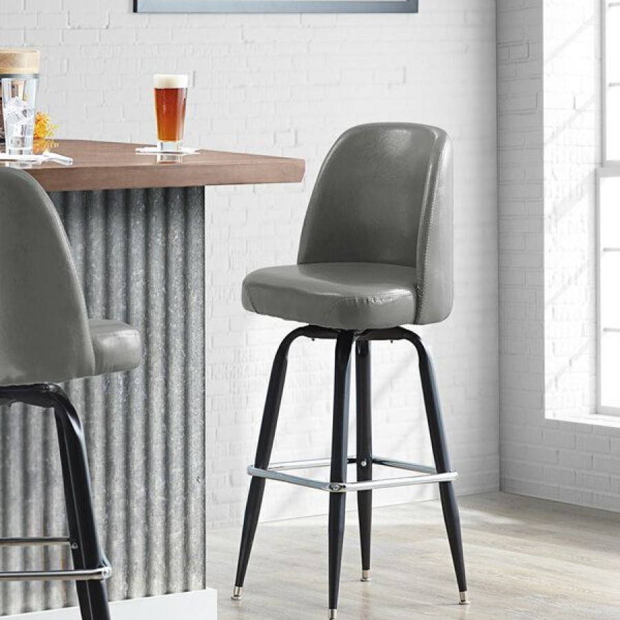 Restaurant Bar Stools * | Promo Lancaster Table & Seating Gray Barstool With 18 Wide Bucket Seat