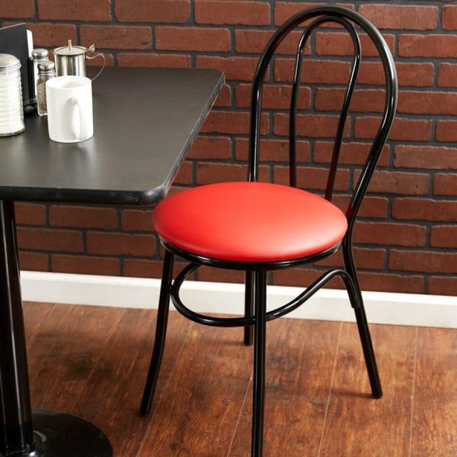 Restaurant Chairs * | Cheapest Lancaster Table & Seating Red Hairpin Cafe Chair With 1 1/4 Padded Seat