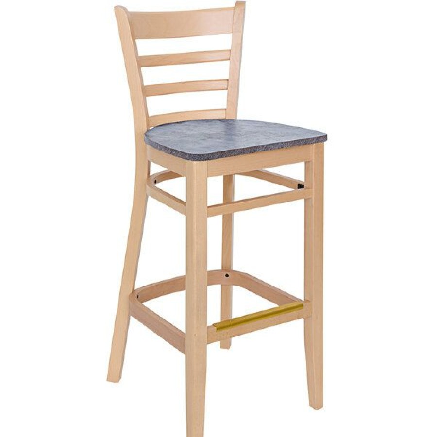 Restaurant Bar Stools * | Deals Bfm Seating Berkeley Natural Beechwood Ladder Back Barstool With Relic Rustic Copper Seat