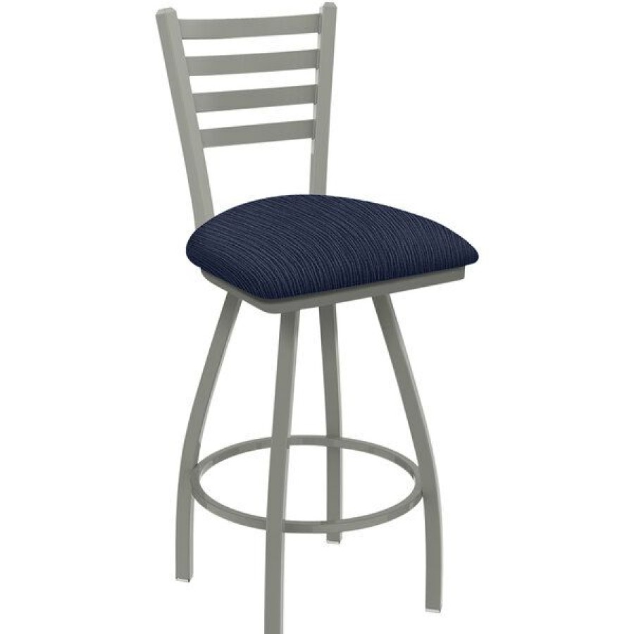 Restaurant Bar Stools * | Best Deal Holland Bar Stool Xl 410 Jackie 30 Ladderback Swivel Bar Stool With Anodized Nickel Finish And Graph Anchor Seat