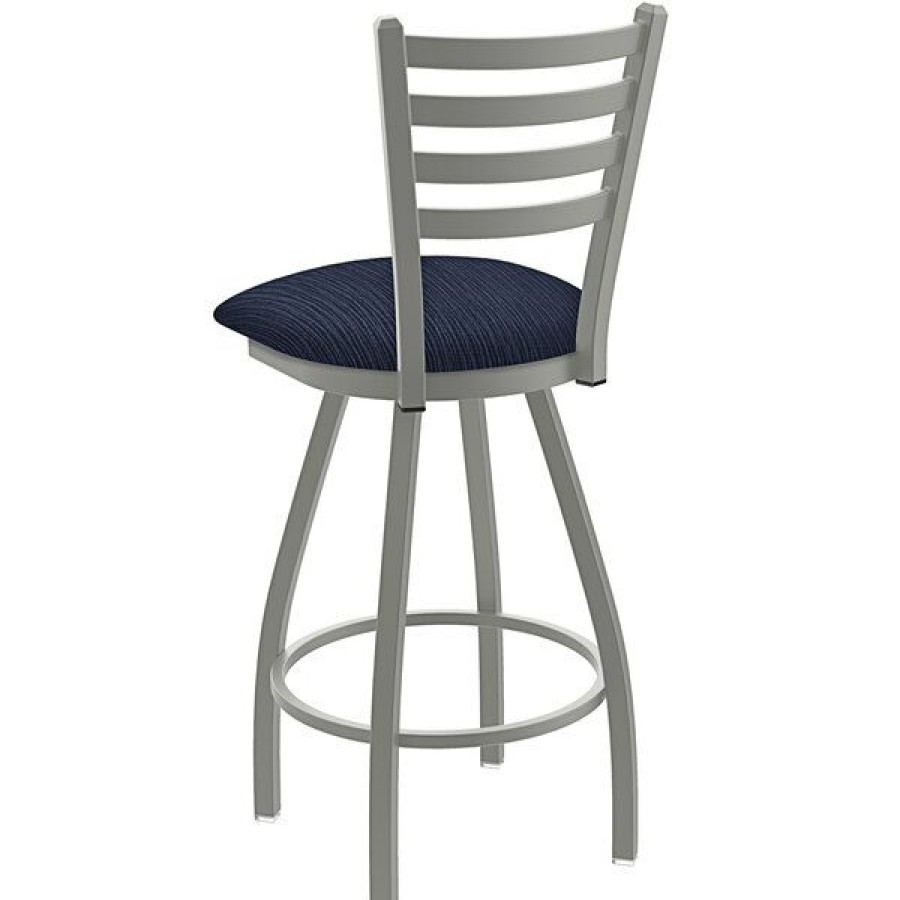 Restaurant Bar Stools * | Best Deal Holland Bar Stool Xl 410 Jackie 30 Ladderback Swivel Bar Stool With Anodized Nickel Finish And Graph Anchor Seat