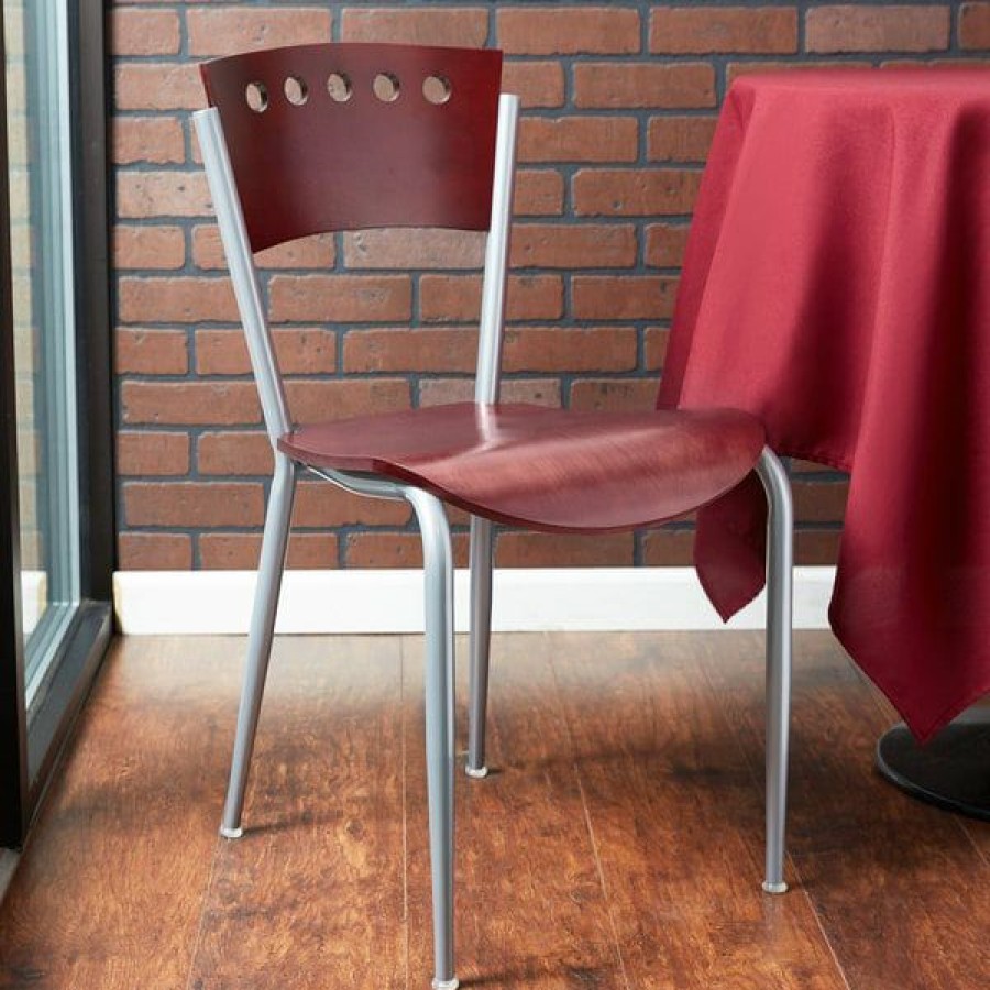 Restaurant Chairs * | New Lancaster Table & Seating Mahogany Finish Cafe Chair