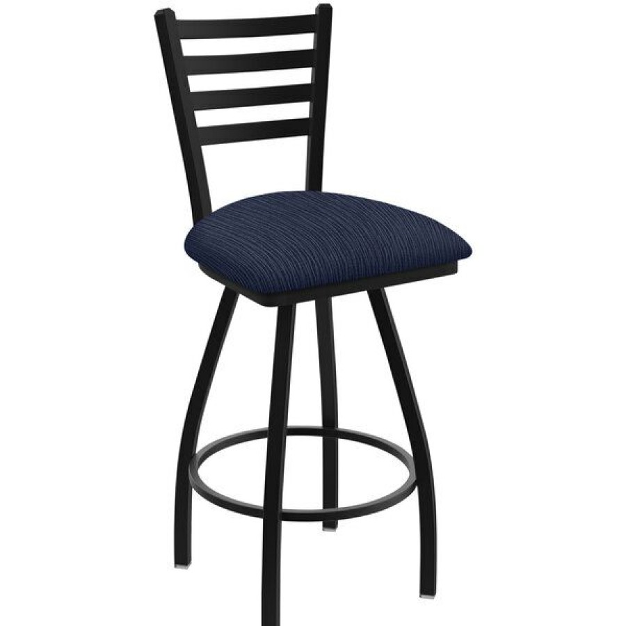 Restaurant Bar Stools * | Best Reviews Of Holland Bar Stool Xl 410 Jackie 30 Ladderback Swivel Bar Stool With Black Wrinkle Finish And Graph Anchor Seat