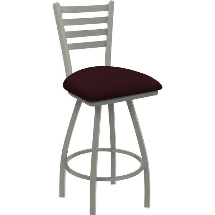 Restaurant Bar Stools * | Promo Holland Bar Stool Holland Barstool Xl 410 Jackie 30 Ladderback Swivel Bar Stool With Anodized Nickel Finish And Canter Bordeaux Seat