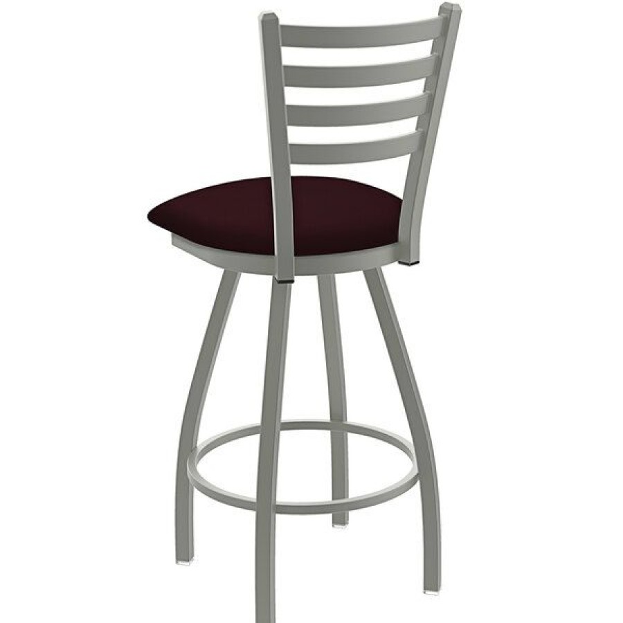 Restaurant Bar Stools * | Promo Holland Bar Stool Holland Barstool Xl 410 Jackie 30 Ladderback Swivel Bar Stool With Anodized Nickel Finish And Canter Bordeaux Seat