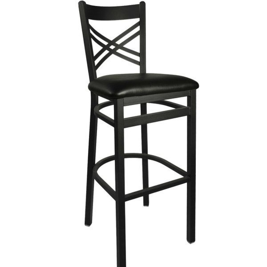 Restaurant Bar Stools * | Wholesale Bfm Seating 2130Bblv-Sb Akrin Metal Barstool With 2 Black Vinyl Seat