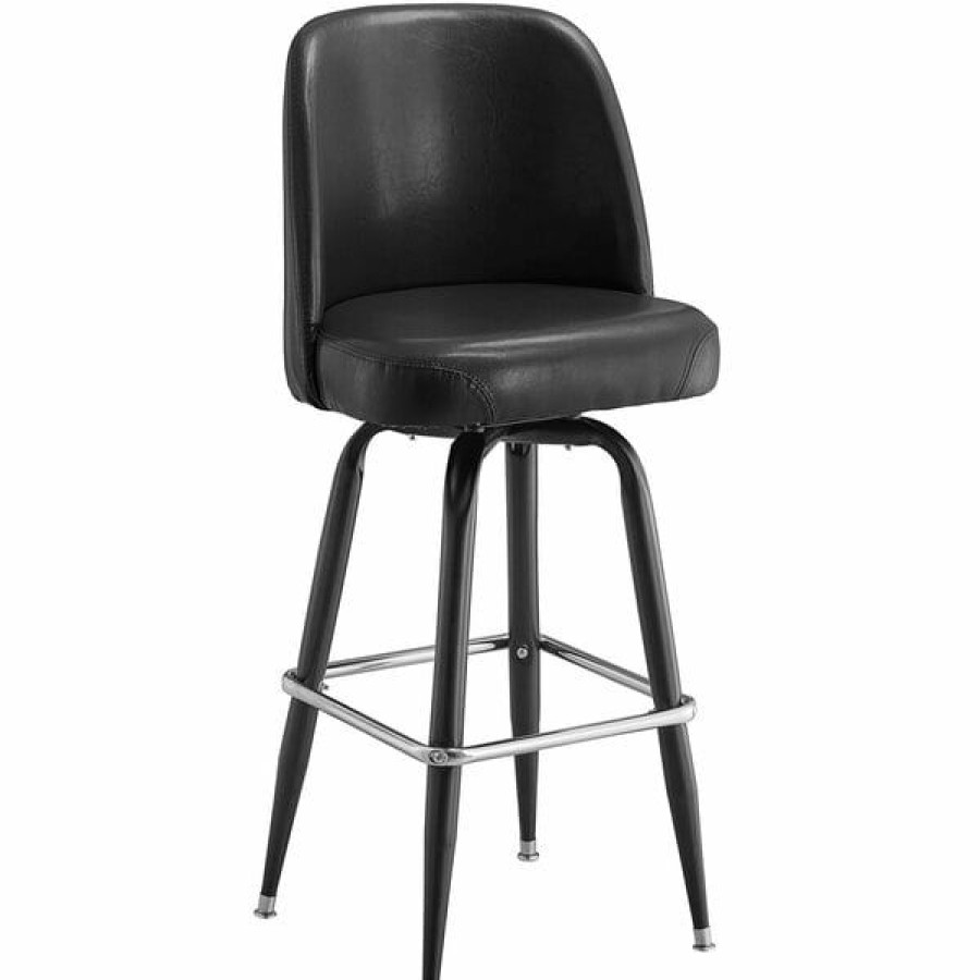 Restaurant Bar Stools * | Best Reviews Of Lancaster Table & Seating Black Barstool With 18 Wide Bucket Seat