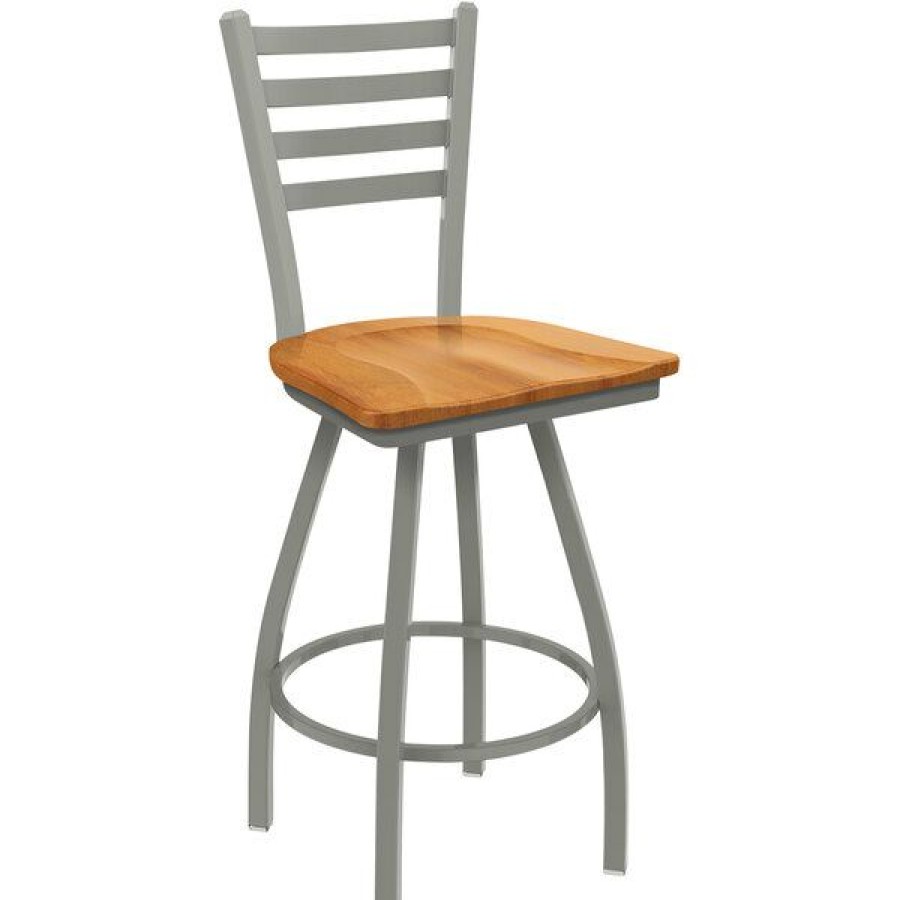 Restaurant Bar Stools * | Best Reviews Of Holland Bar Stool Xl 410 Jackie 30 Ladderback Swivel Bar Stool With Anodized Nickel Finish And Medium Maple Seat