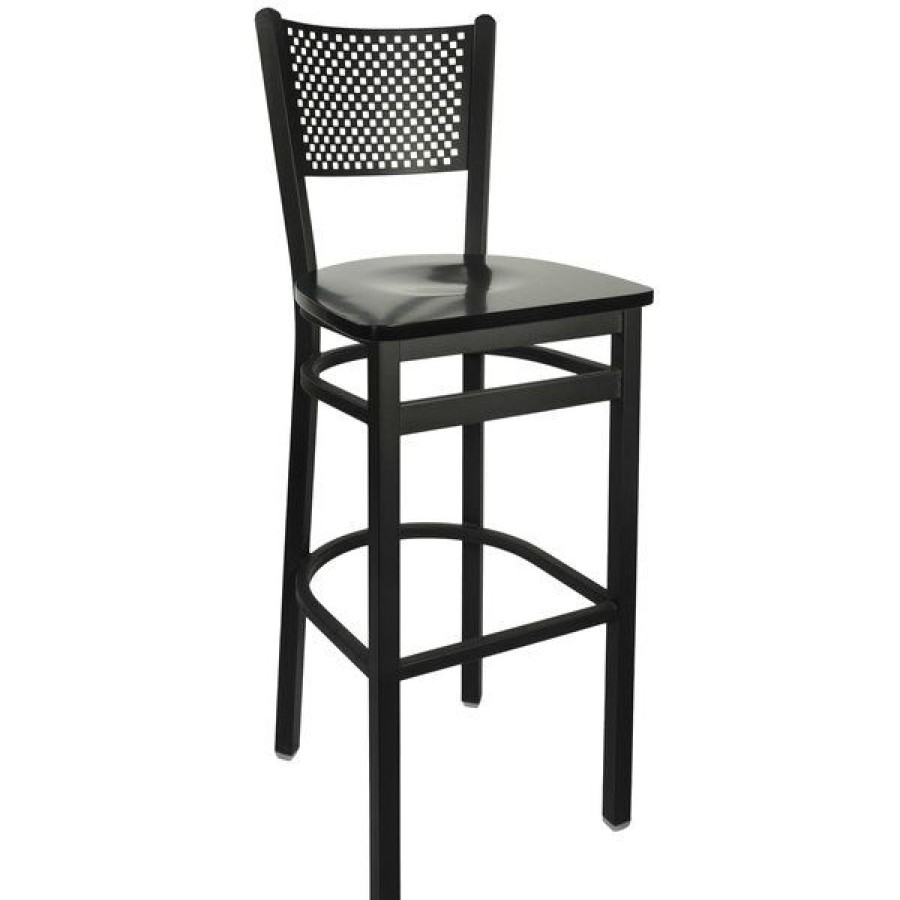 Restaurant Bar Stools * | Cheap Bfm Seating 2161Bblw-Sb Polk Sand Black Metal Bar Height Chair