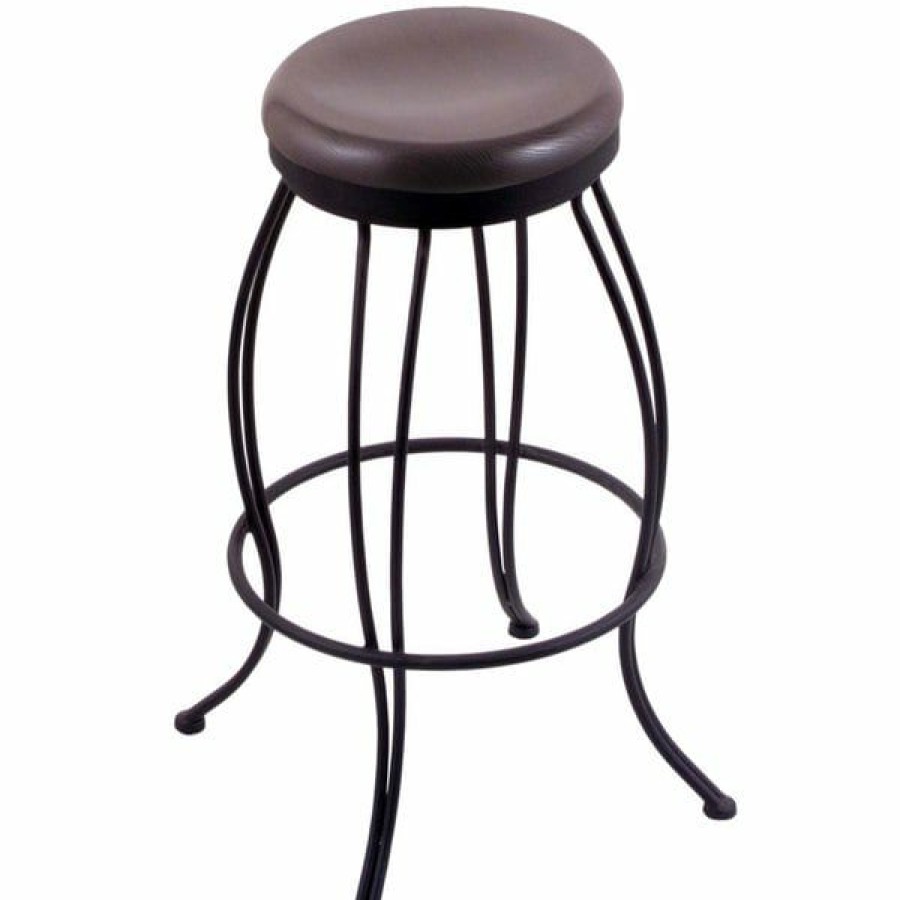 Restaurant Bar Stools * | Best Deal Holland Bar Stool 300030Bwdcoak Georgian Black Wrinkle Steel Bar Height Swivel Stool With Dark Cherry Oak Wood Seat