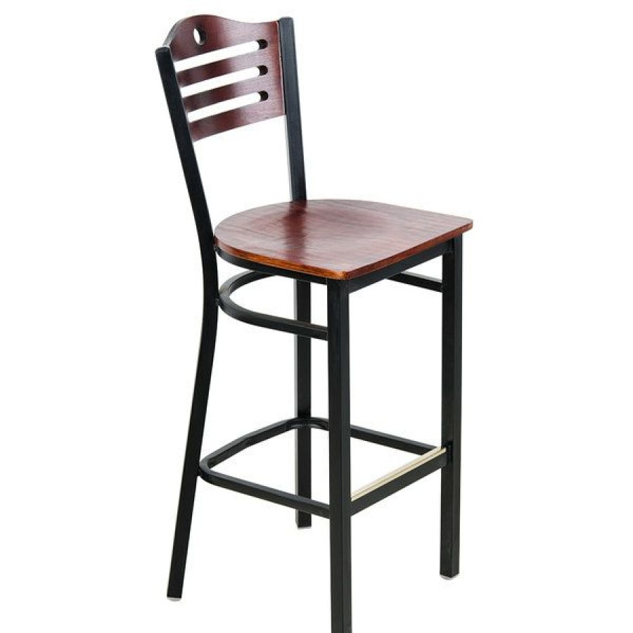 Restaurant Bar Stools * | Best Pirce Lancaster Table & Seating Mahogany Finish Bar Height Bistro Chair