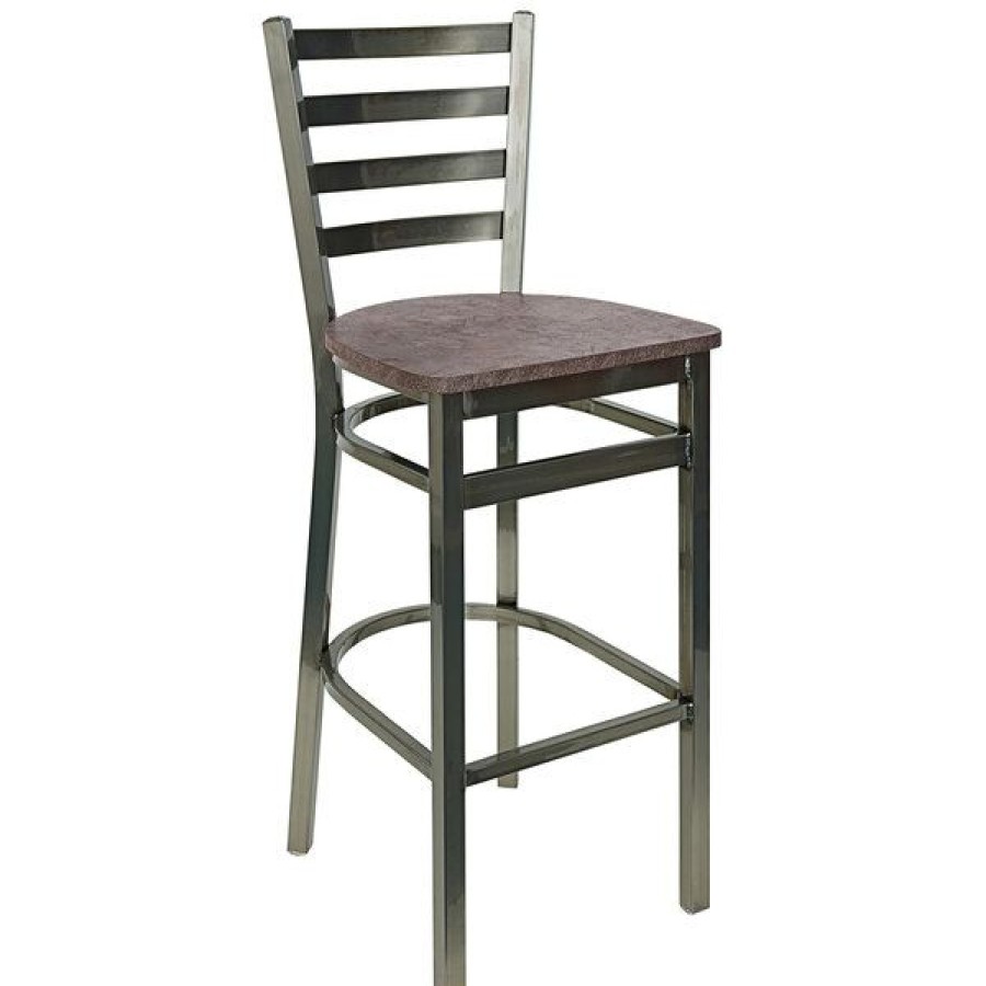 Restaurant Bar Stools * | Wholesale Bfm Seating Lima Clear Coated Steel Ladder Back Barstool With Relic Rustic Copper Seat