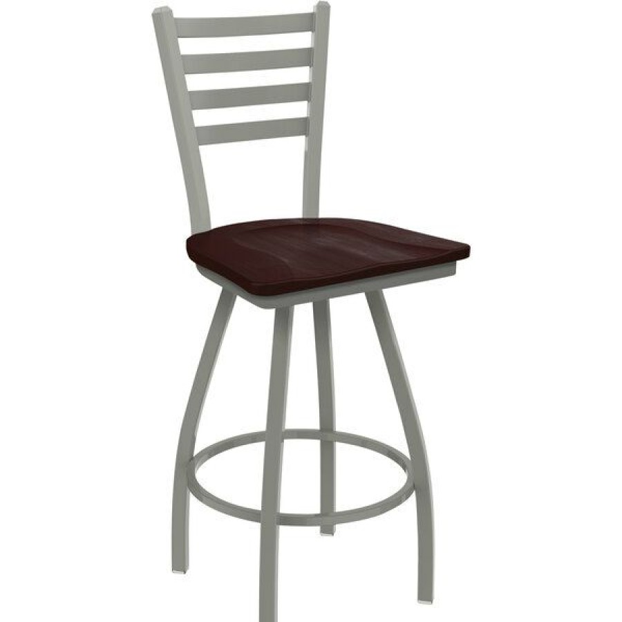 Restaurant Bar Stools * | Budget Holland Bar Stool Xl 410 Jackie 30 Ladderback Swivel Bar Stool With Anodized Nickel Finish And Dark Cherry Maple Seat