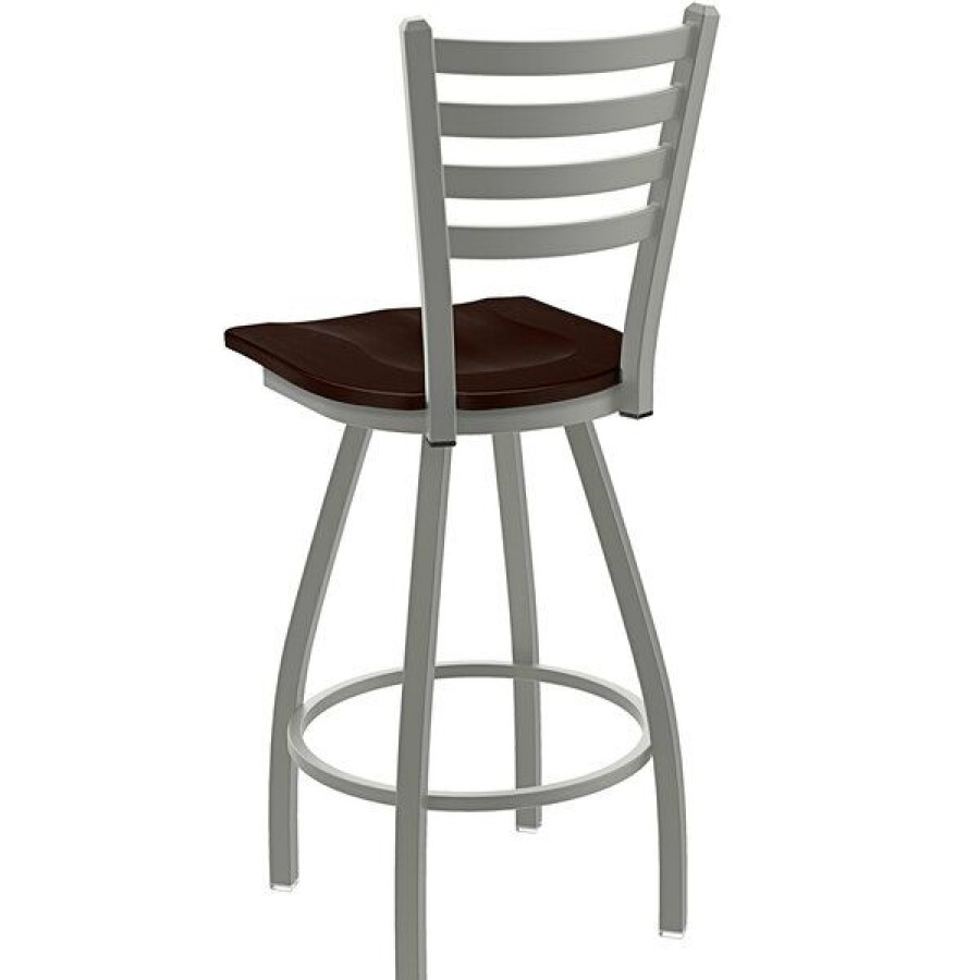 Restaurant Bar Stools * | Budget Holland Bar Stool Xl 410 Jackie 30 Ladderback Swivel Bar Stool With Anodized Nickel Finish And Dark Cherry Maple Seat