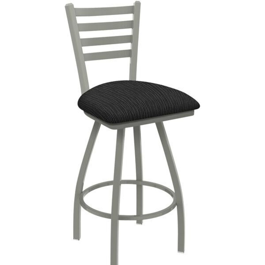 Restaurant Bar Stools * | Flash Sale Holland Bar Stool Xl 410 Jackie 30 Ladderback Swivel Bar Stool With Anodized Nickel Finish And Graph Coal Seat