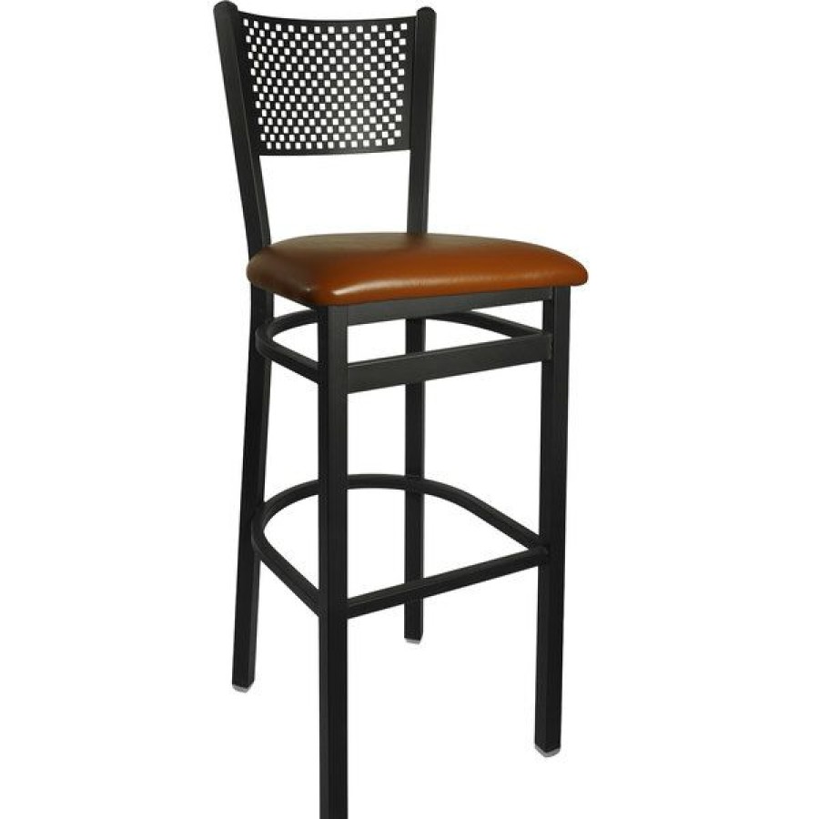 Restaurant Bar Stools * | Budget Bfm Seating 2161Blbv-Sb Polk Sand Black Steel Bar Height Chair With 2 Light Brown Vinyl Seat