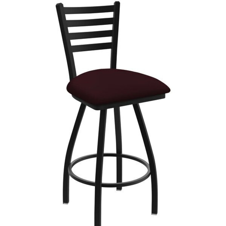 Restaurant Bar Stools * | Budget Holland Bar Stool Xl 410 Jackie 30 Ladderback Swivel Bar Stool With Black Wrinkle Finish And Canter Bordeaux Seat