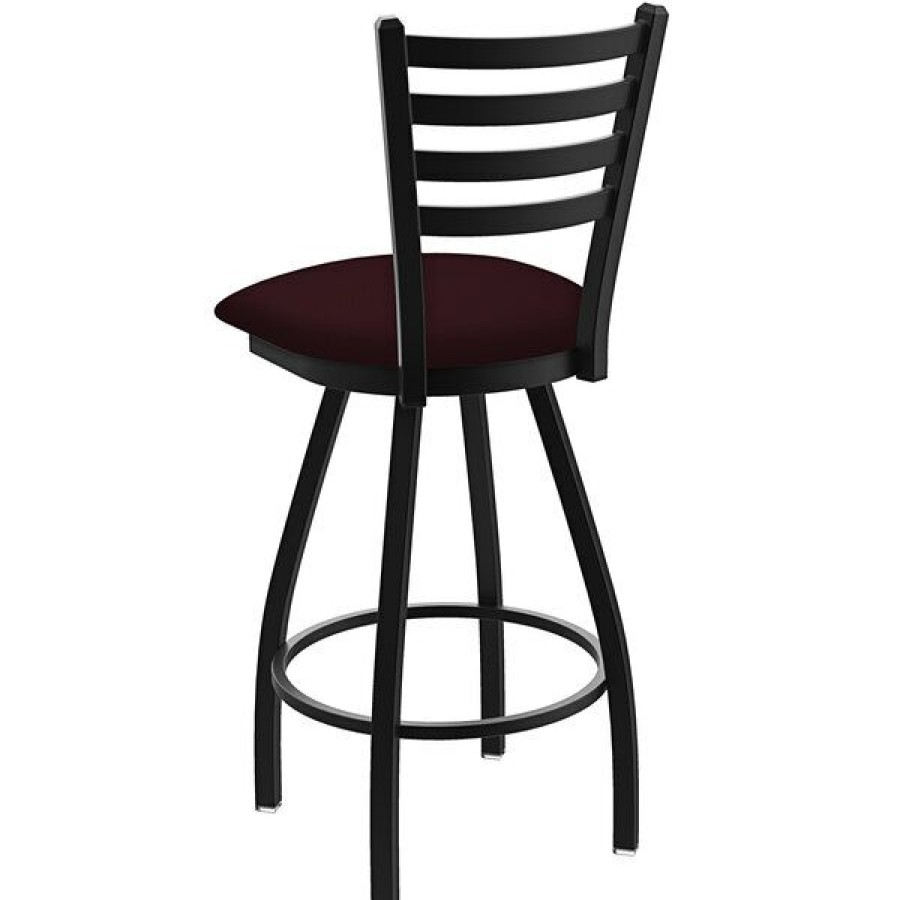 Restaurant Bar Stools * | Budget Holland Bar Stool Xl 410 Jackie 30 Ladderback Swivel Bar Stool With Black Wrinkle Finish And Canter Bordeaux Seat