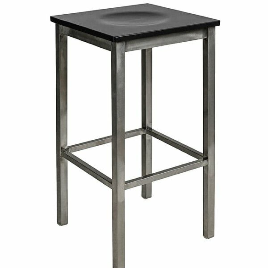 Restaurant Bar Stools * | Discount Bfm Seating 2510Bblw-Cl Trent Clear Coated Steel Bar Stool With Black Wooden Seat