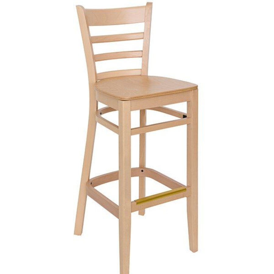 Restaurant Bar Stools * | New Bfm Seating Berkeley Natural Beechwood Ladder Back Barstool With Veneer Wood Seat