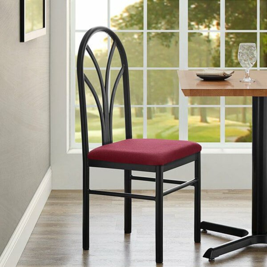 Restaurant Chairs * | Outlet Lancaster Table & Seating Maroon 4 Spoke Restaurant Dining Room Chair With 1 3/4 Padded Seat