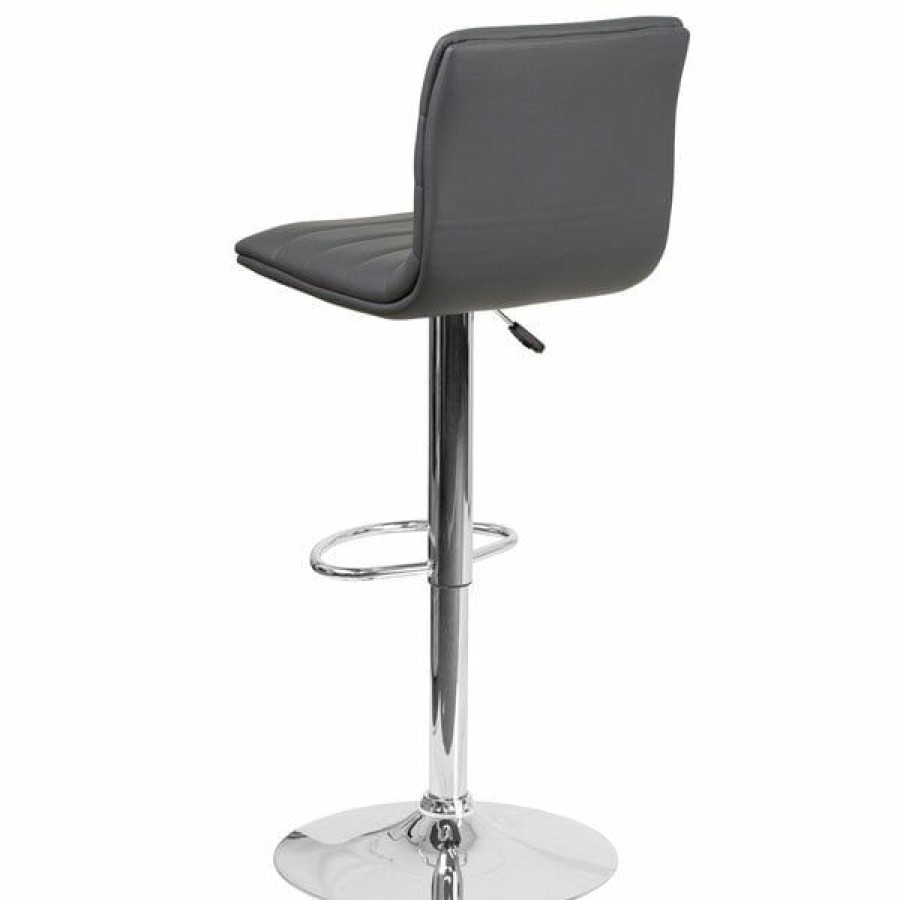 Restaurant Bar Stools * | Buy Flash Furniture Ch-92023-1-Gy-Gg Gray Vinyl Contemporary Adjustable Height Barstool