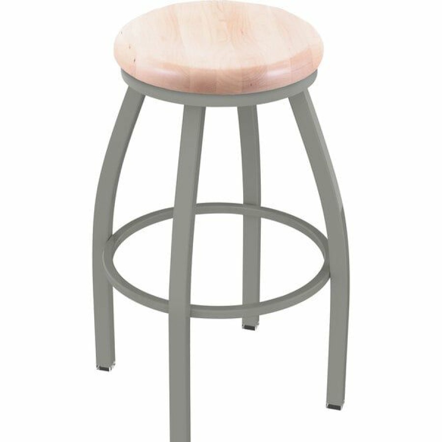 Restaurant Bar Stools * | Coupon Holland Bar Stool Xl 802 Misha 30 Ladderback Swivel Bar Stool With Anodized Nickel Finish And Natural Maple Seat