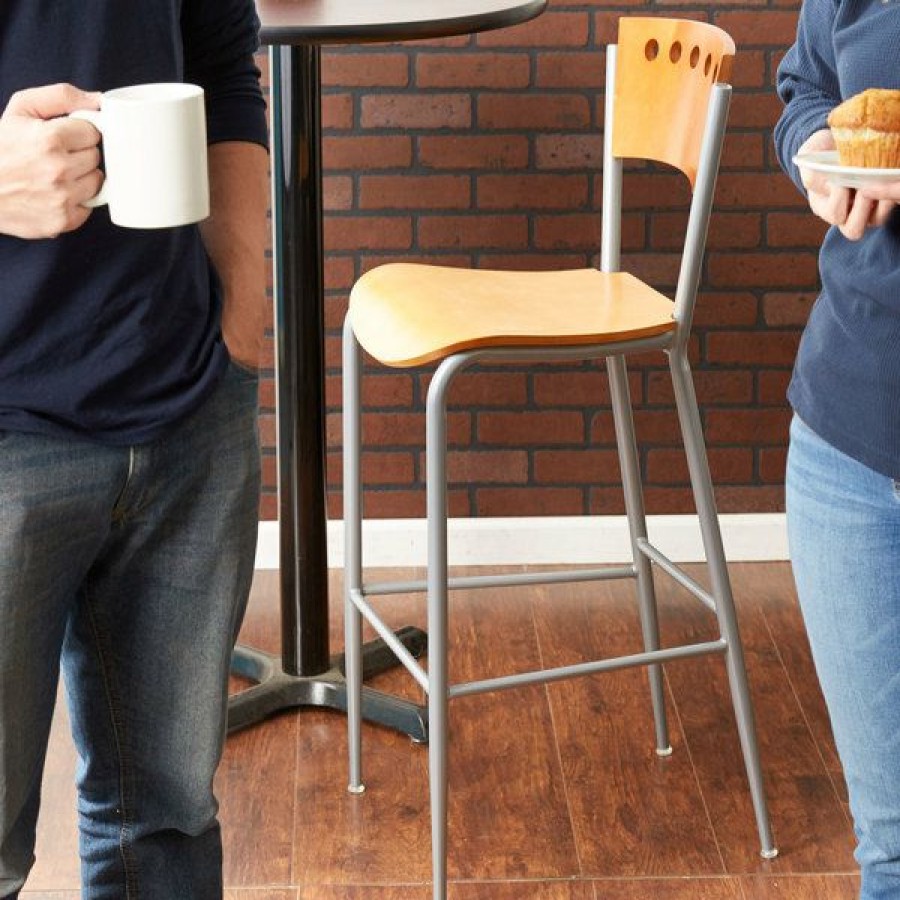 Restaurant Bar Stools * | Outlet Lancaster Table & Seating Natural Finish Bar Height Cafe Chair