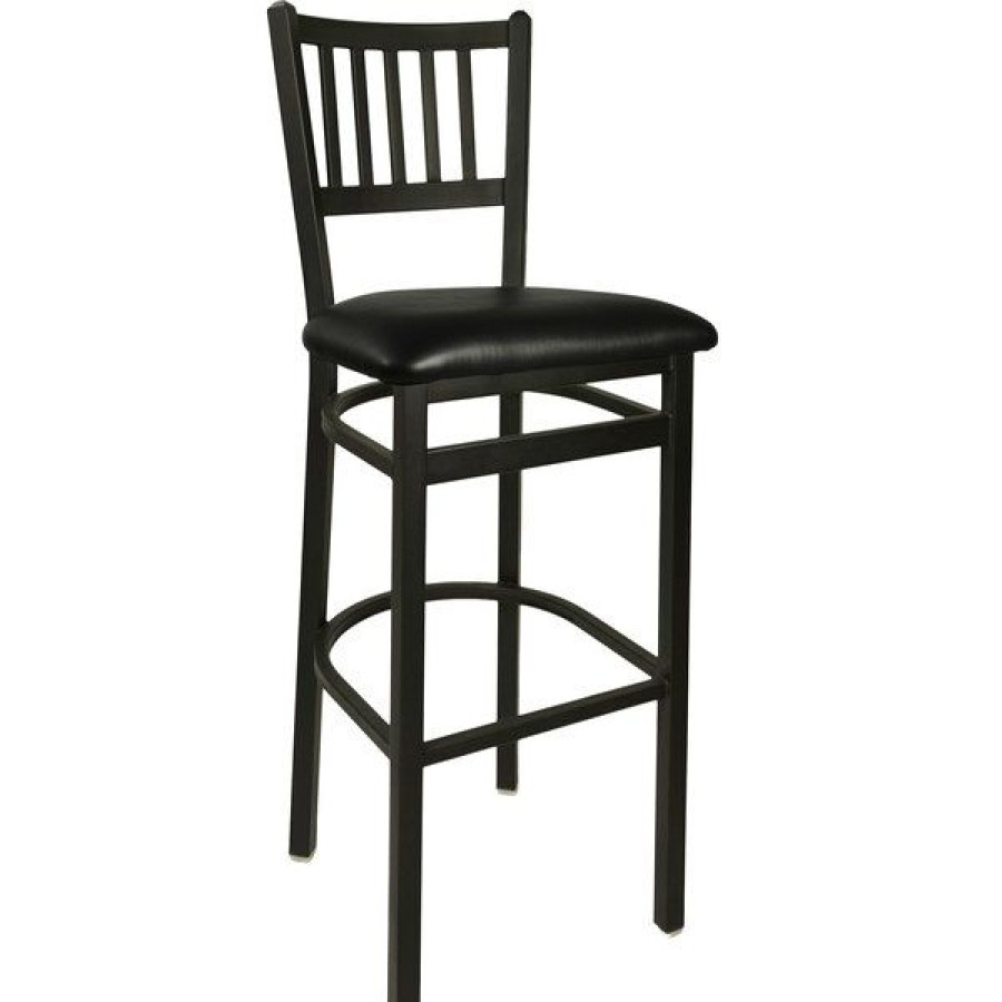 Restaurant Bar Stools * | Cheapest Bfm Seating 2090Bblv-Sb Troy Sand Black Steel Bar Height Chair With 2 Black Vinyl Seat