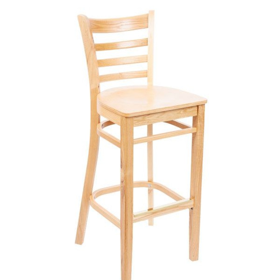 Restaurant Bar Stools * | Brand New Lancaster Table & Seating Natural Finish Wooden Ladder Back Bar Height Chair