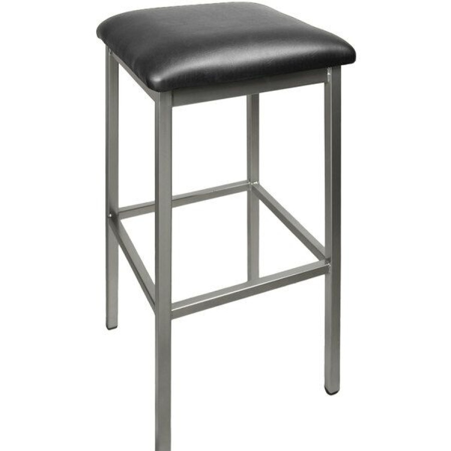 Restaurant Bar Stools * | Brand New Bfm Seating 2510Bblv-Cl Trent Clear Coated Steel Bar Stool With 2 Black Vinyl Seat