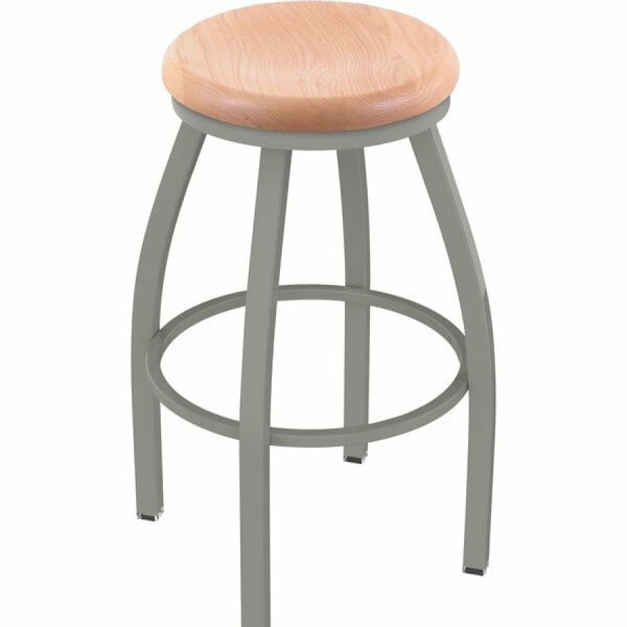 Restaurant Bar Stools * | Brand New Holland Bar Stool Xl 802 Misha 30 Ladderback Swivel Bar Stool With Anodized Nickel Finish And Natural Oak Seat