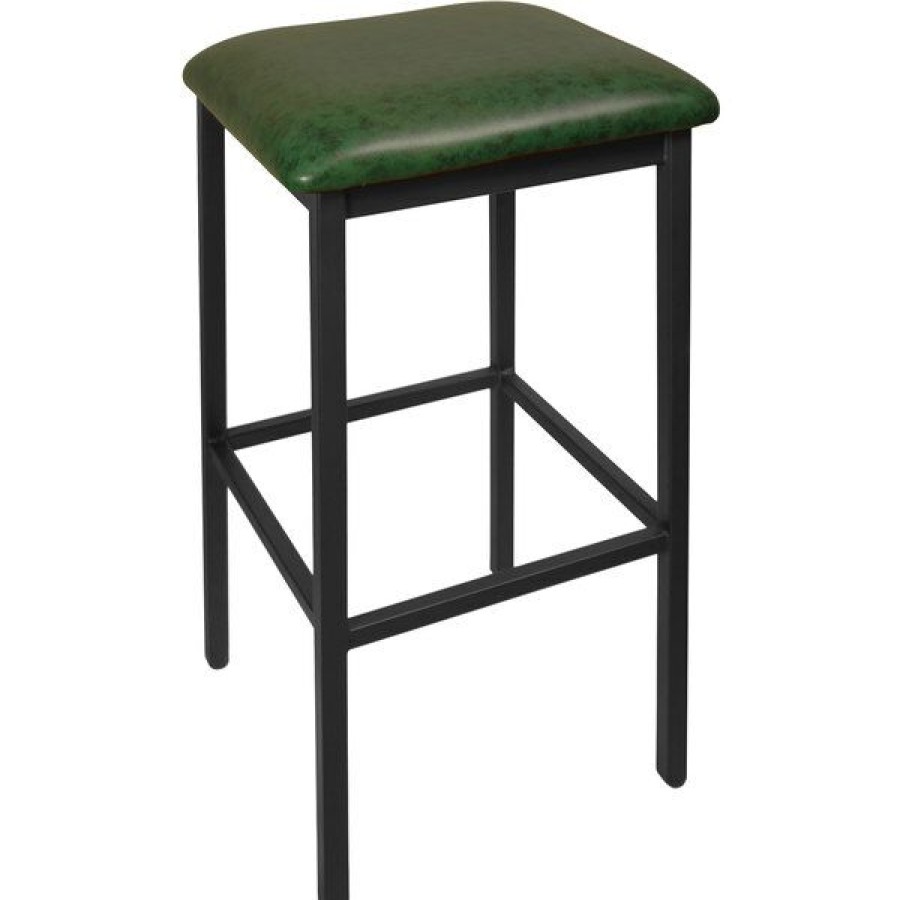 Restaurant Bar Stools * | Best Sale Bfm Seating 2510Bgnv-Sb Trent Sand Black Steel Barstool With 2 Green Vinyl Seat