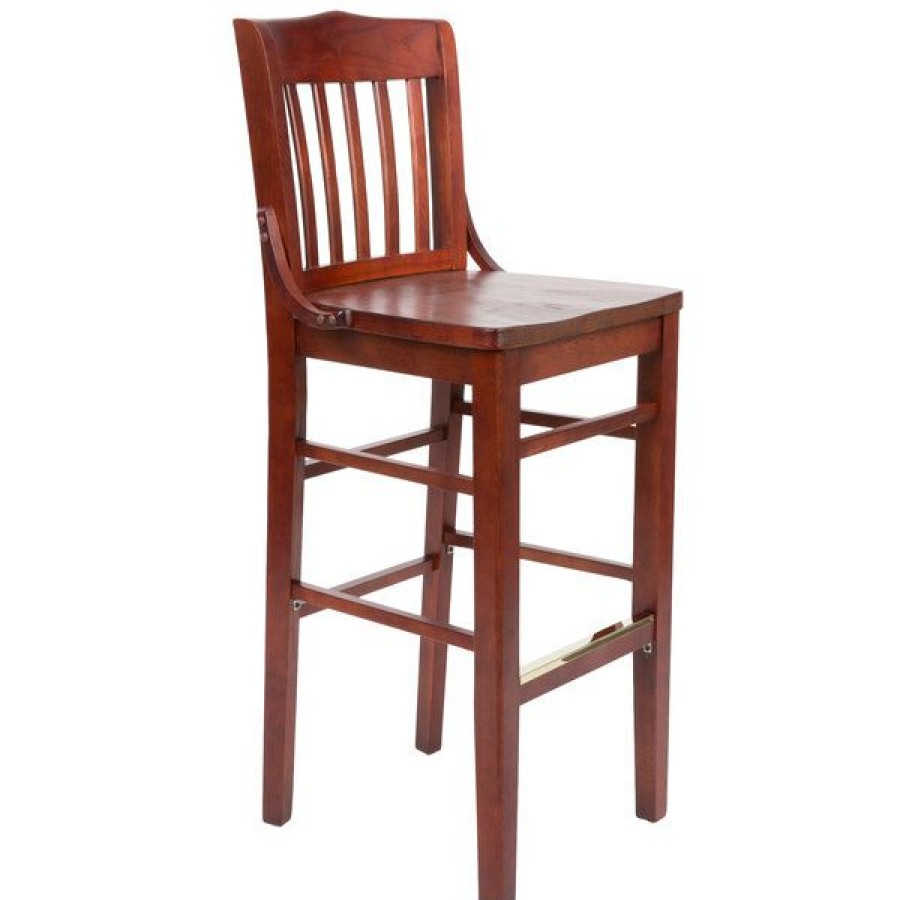 Restaurant Bar Stools * | Brand New Lancaster Table & Seating Mahogany School House Bar Height Chair