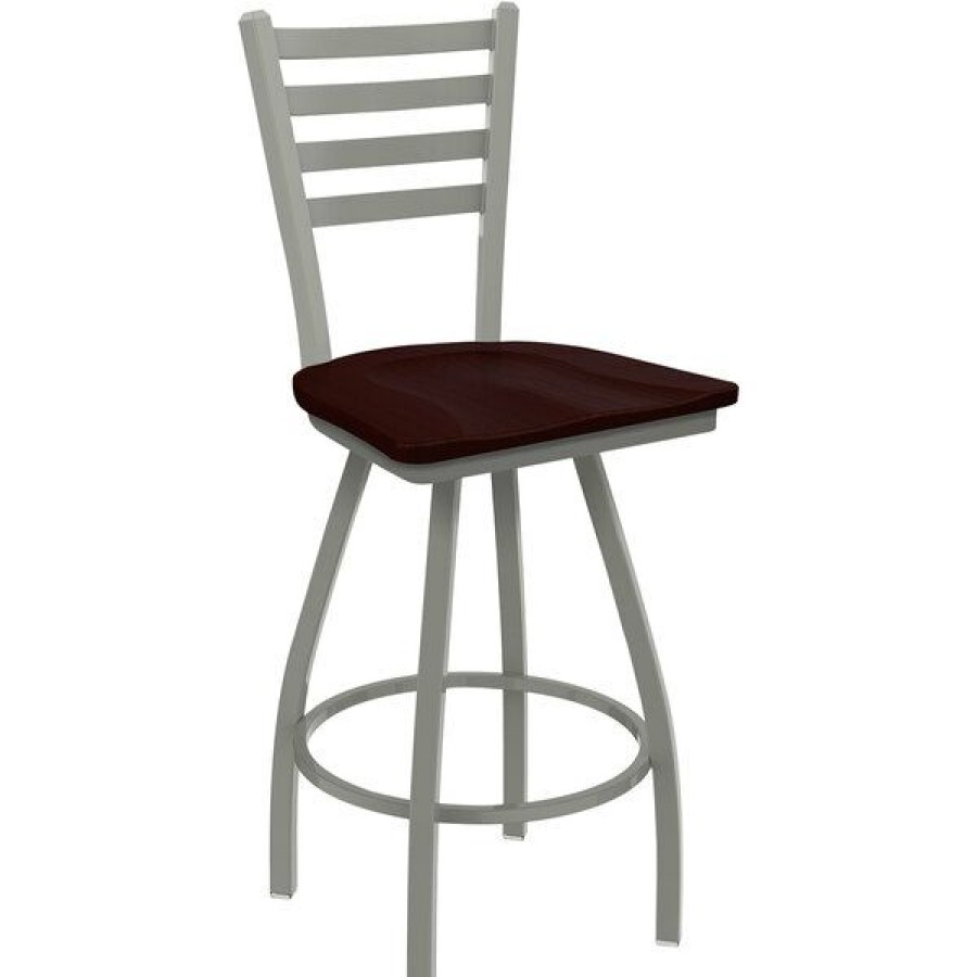 Restaurant Bar Stools * | Brand New Holland Bar Stool Xl 410 Jackie 30 Ladderback Swivel Bar Stool With Anodized Nickel Finish And Dark Cherry Oak Seat