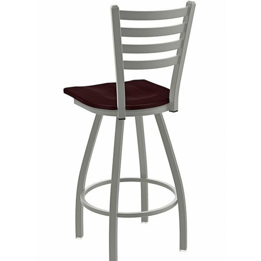 Restaurant Bar Stools * | Brand New Holland Bar Stool Xl 410 Jackie 30 Ladderback Swivel Bar Stool With Anodized Nickel Finish And Dark Cherry Oak Seat