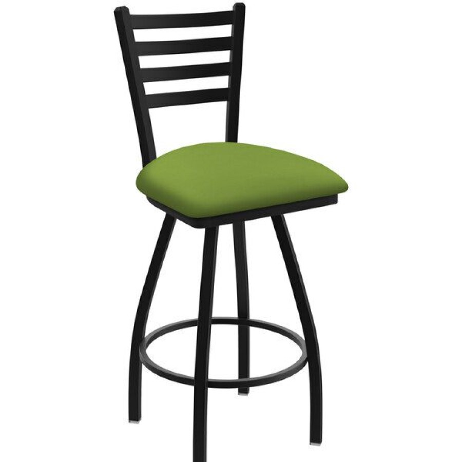 Restaurant Bar Stools * | Cheap Holland Bar Stool Xl 410 Jackie 30 Ladderback Swivel Bar Stool With Black Wrinkle Finish And Canter Kiwi Green Seat