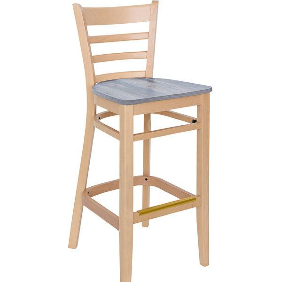 Restaurant Bar Stools * | Flash Sale Bfm Seating Berkeley Natural Beechwood Ladder Back Barstool With Relic Chestnut Seat