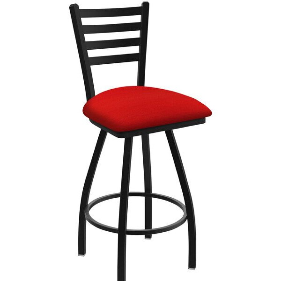 Restaurant Bar Stools * | Hot Sale Holland Bar Stool Xl 410 Jackie 30 Ladderback Swivel Bar Stool With Black Wrinkle Finish And Canter Red Seat