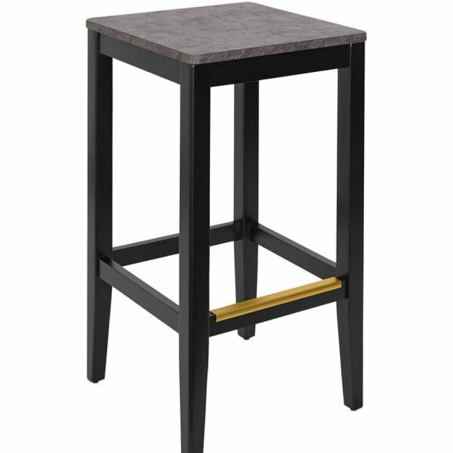 Restaurant Bar Stools * | Best Sale Bfm Seating Stockton Black Beechwood Square Backless Barstool With Relic Rustic Copper Seat